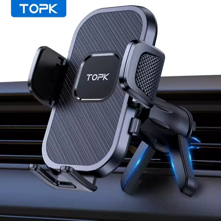 Soporte automático de móvil para coche – agarre fuerte y seguro TOPK